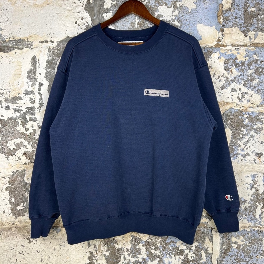 Vintage Champion Sweatshirt Navy Blue The Big Heavy Made in USA Logo Large